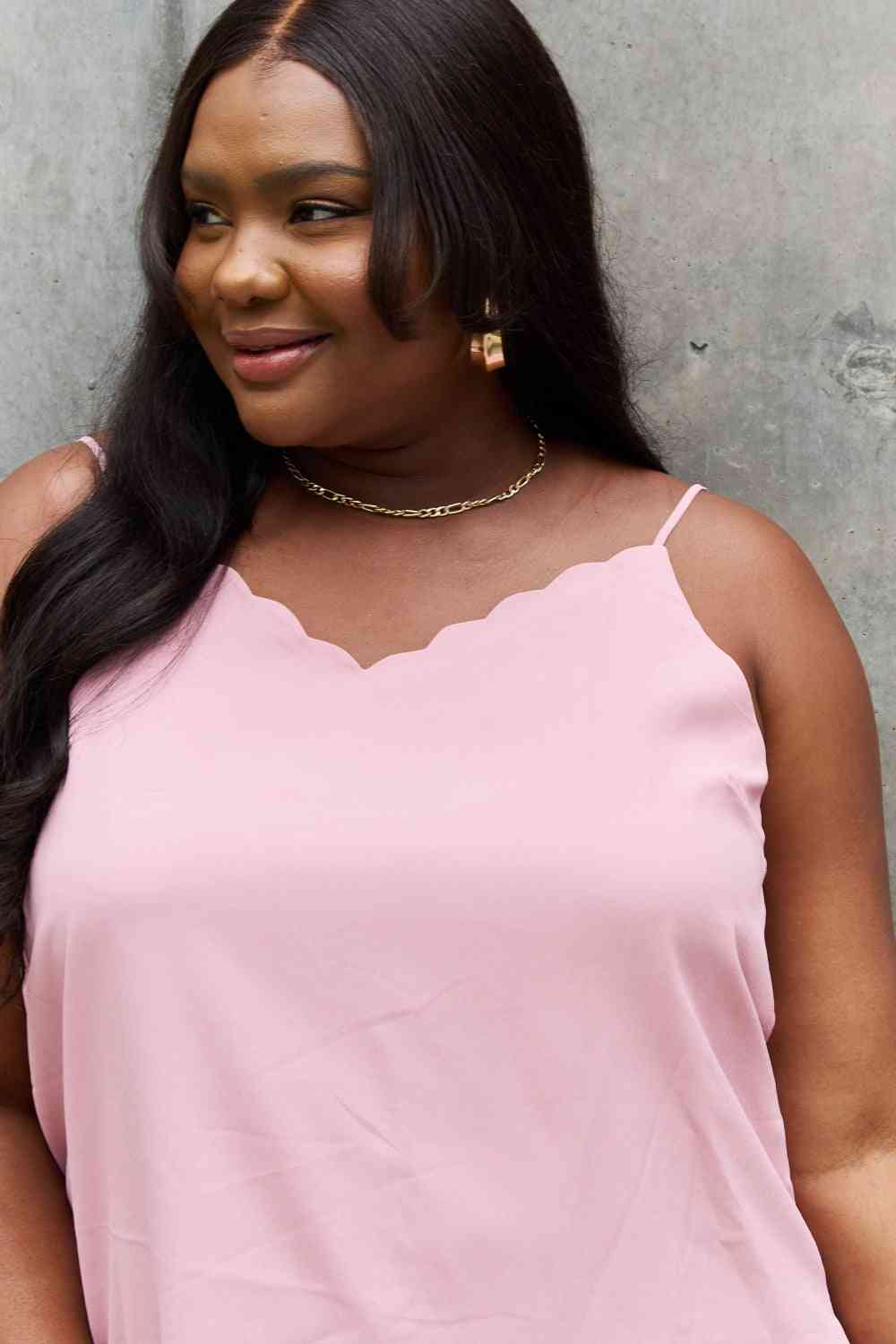 Sweet Lovely By Jen Full Size Scalloped Cami in Rosewood - AllIn Computer
