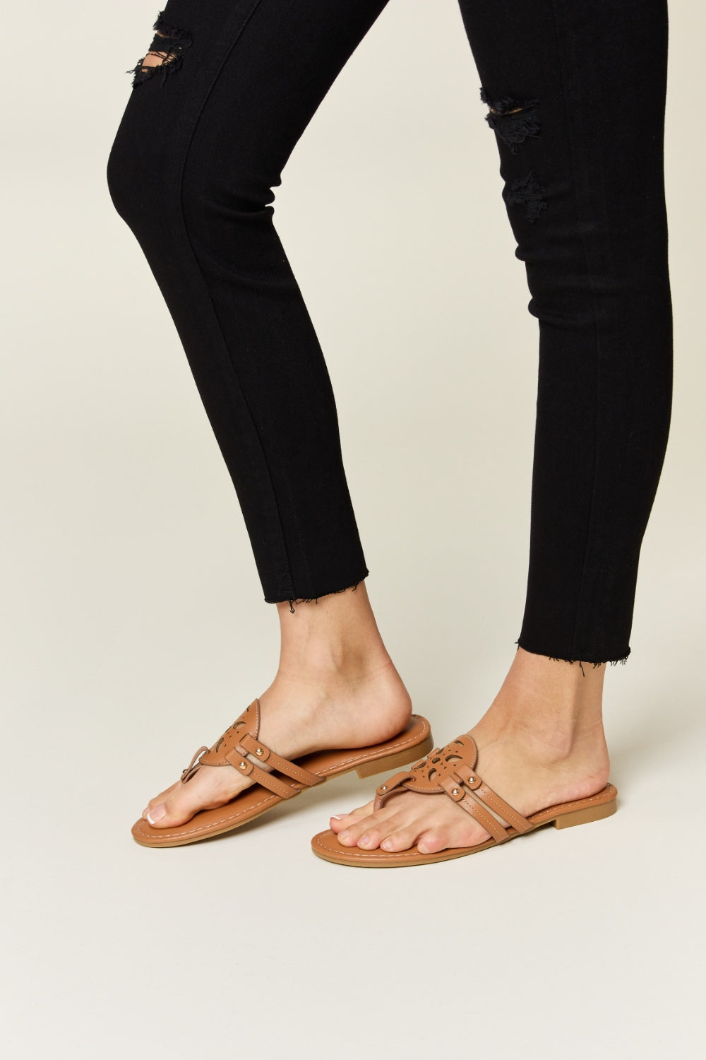 Forever Link Cutout PU Leather Open Toe Sandals - AllIn Computer