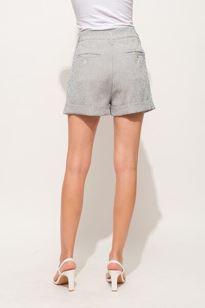 And The Why Pin Striped High Waist Rolled Shorts - AllIn Computer