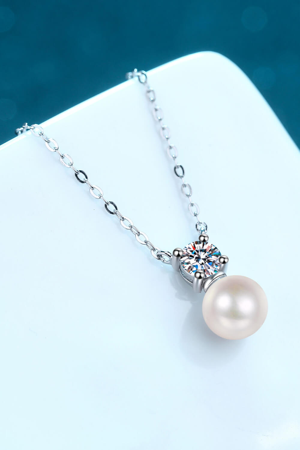 925 Sterling Silver Freshwater Pearl Moissanite Necklace - AllIn Computer