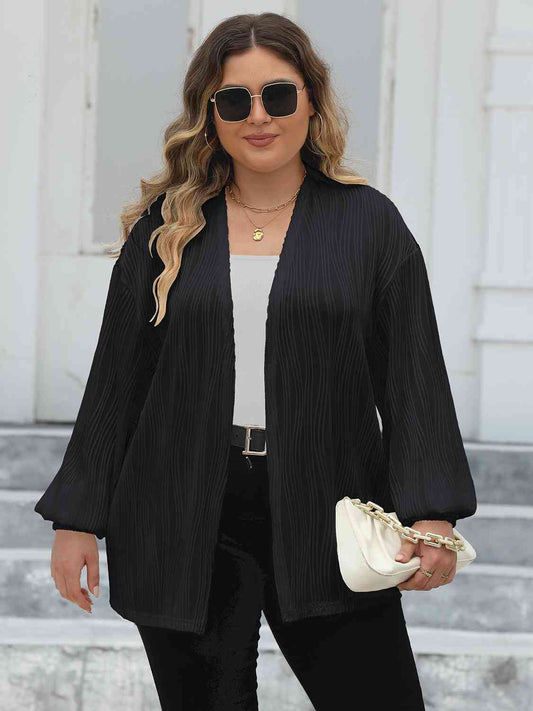 Plus Size Open Front Long Sleeve Cardigan - AllIn Computer
