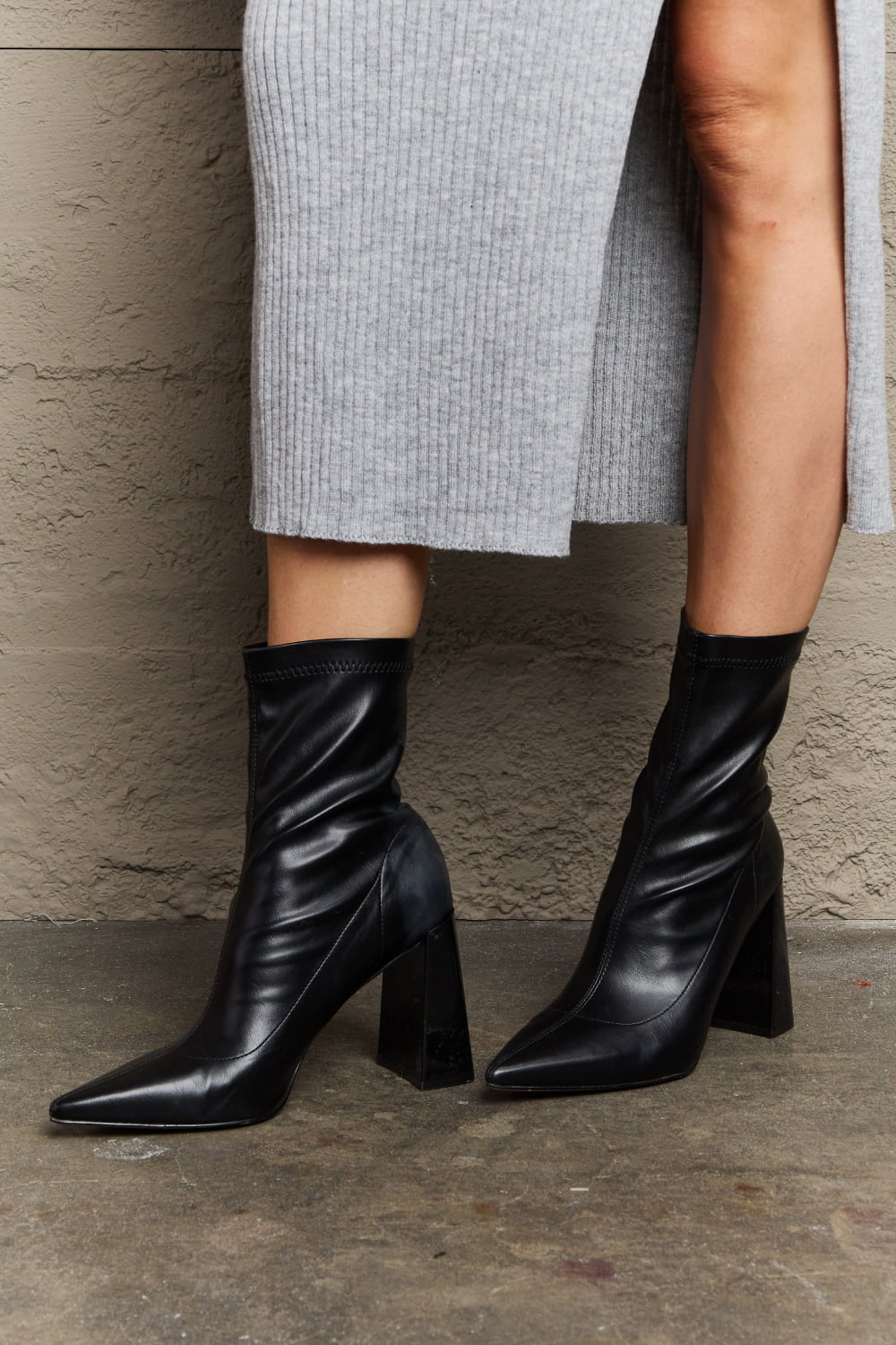 Weeboo Stacy Block Heel Sock Boots - AllIn Computer