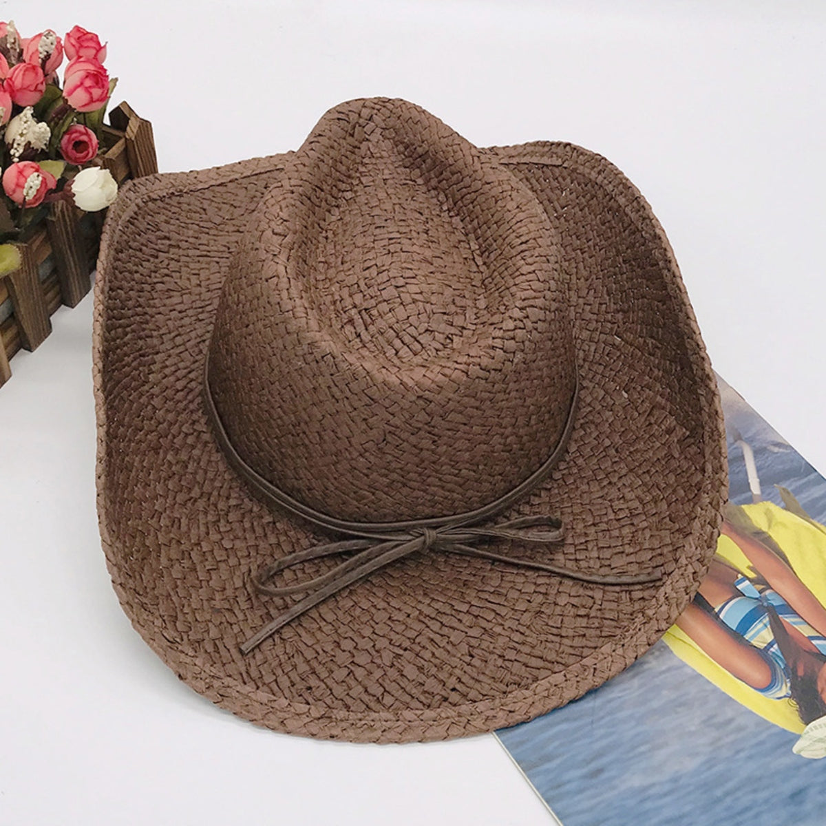 Tied Adjustable Lala Grass Woven Hat - AllIn Computer