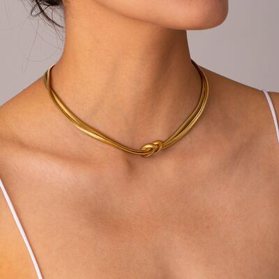 Double Layered Knot Herringbone Choker Necklace - AllIn Computer