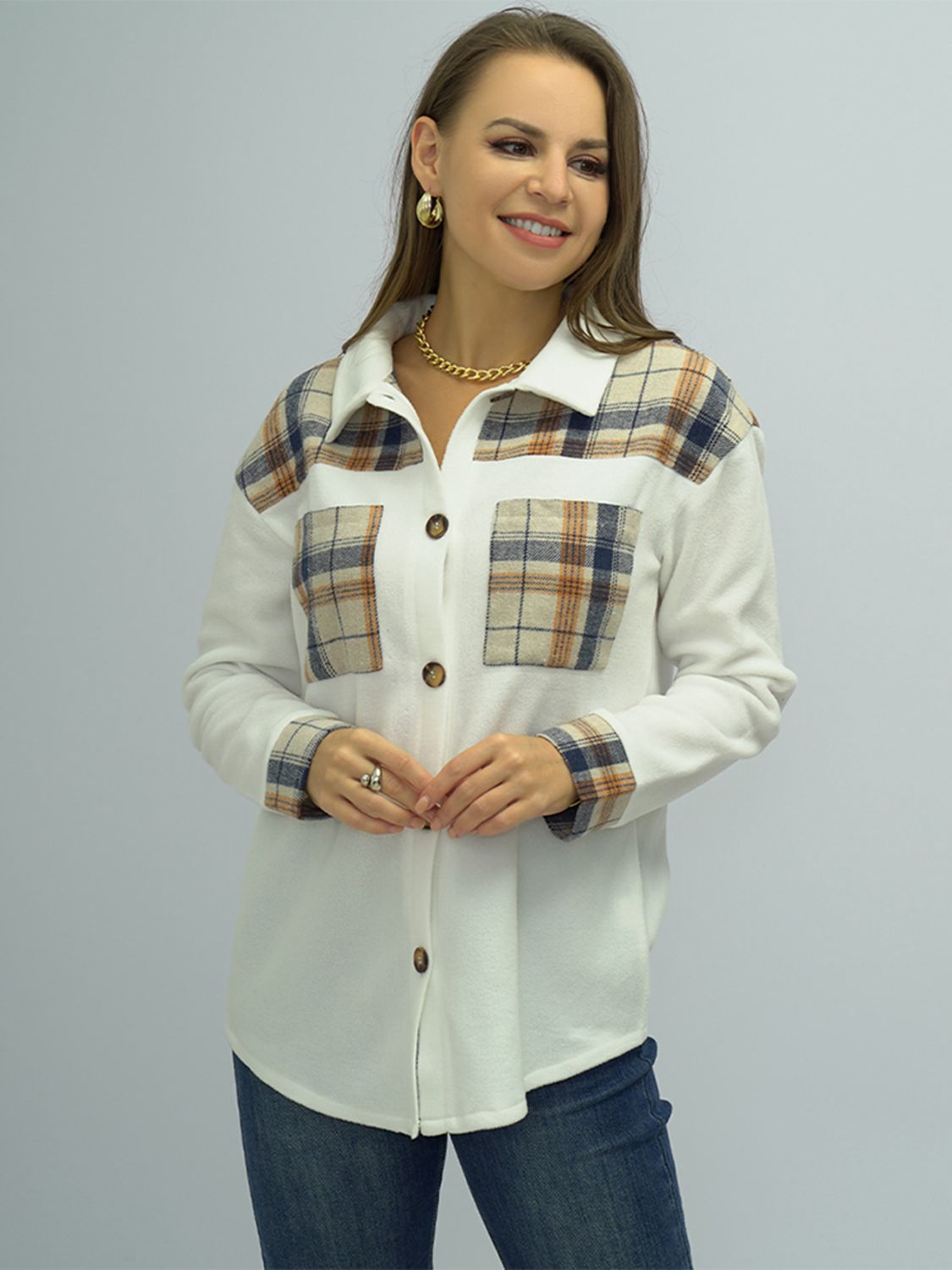 Plaid Dropped Shoulder Shirt - AllIn Computer