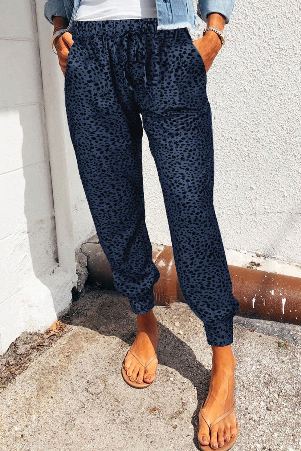 Leopard Pocketed Long Pants - AllIn Computer