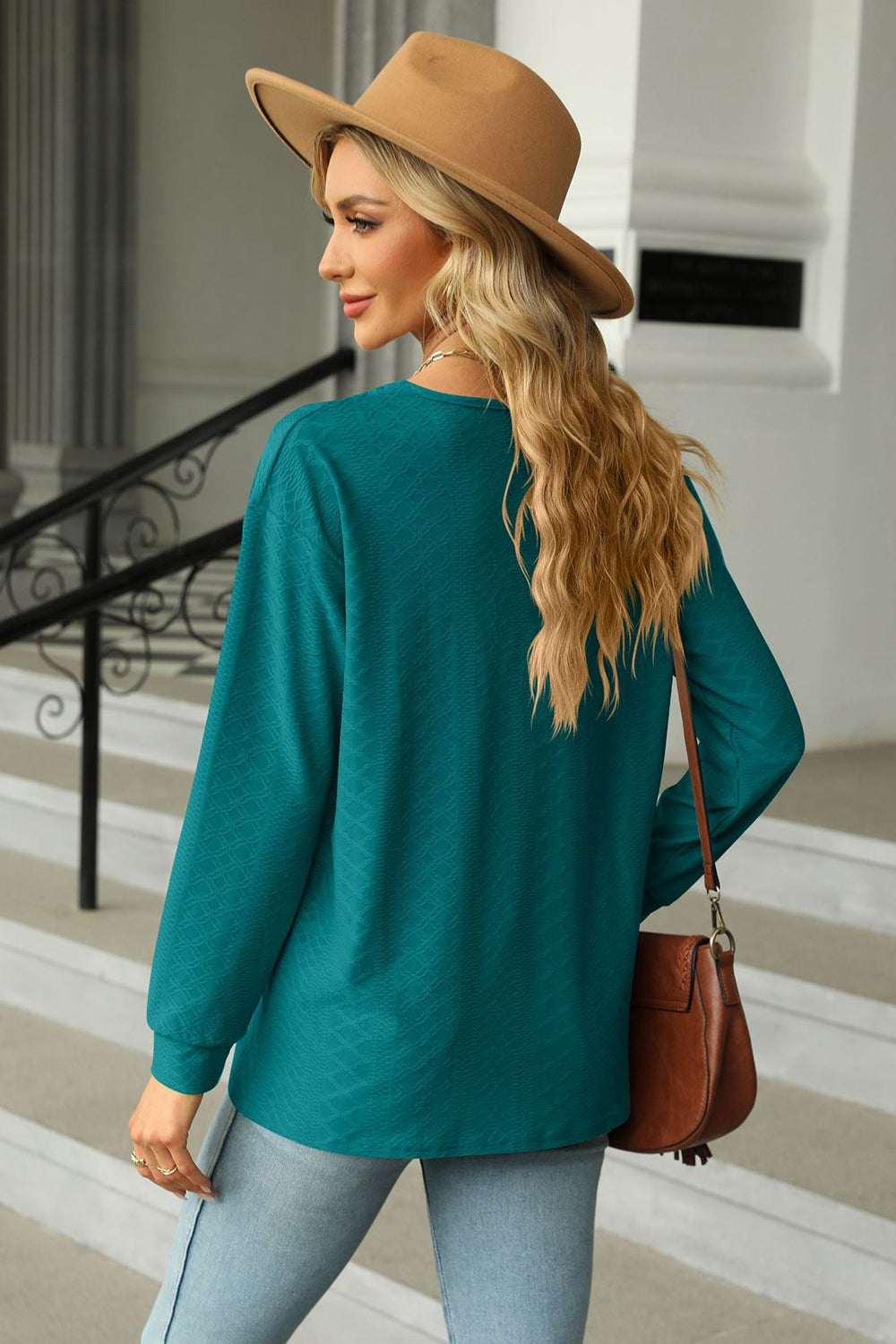 V-Neck Long Sleeve Blouse - AllIn Computer