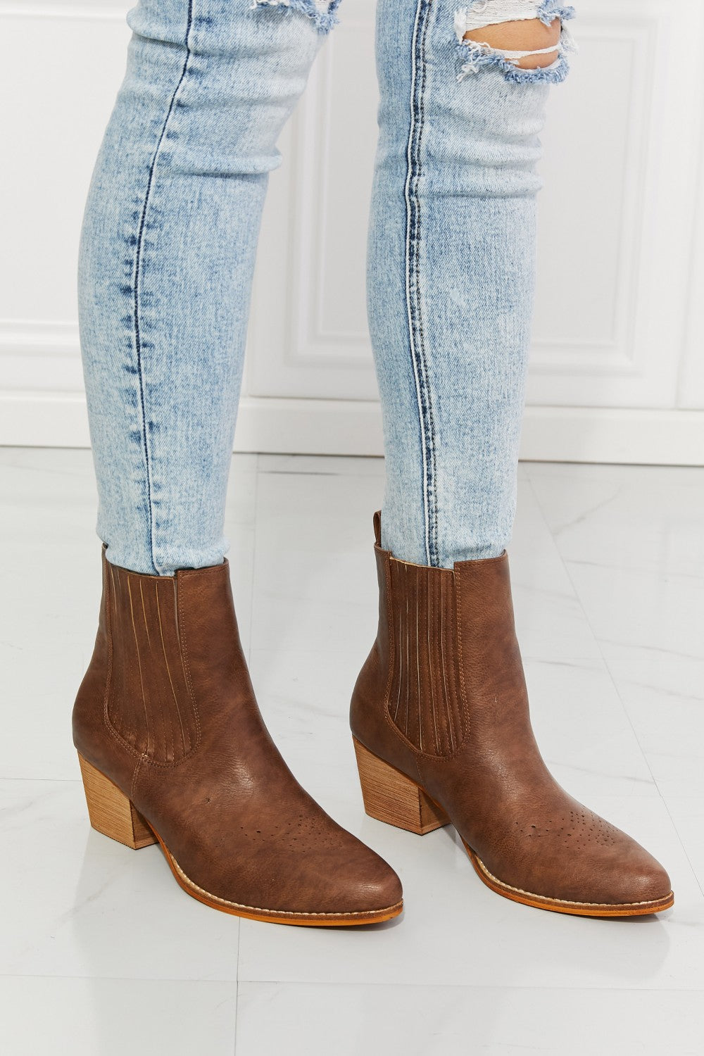 MMShoes Love the Journey Stacked Heel Chelsea Boot in Chestnut - AllIn Computer