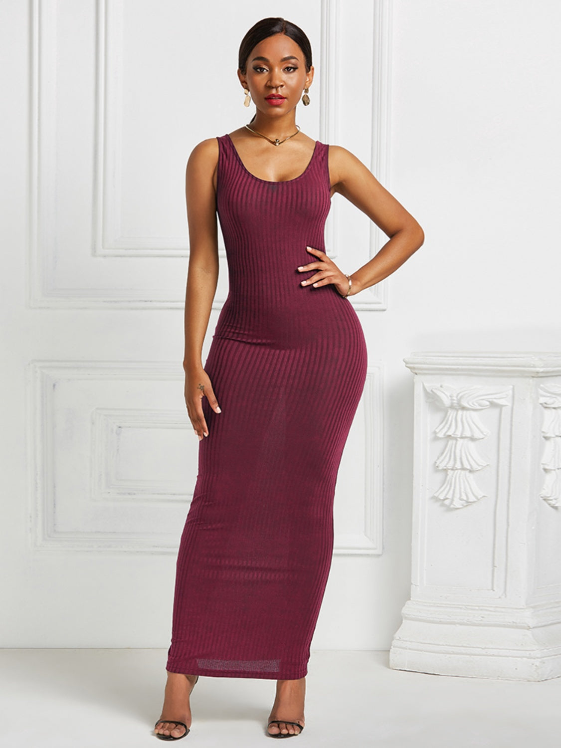 Scoop Neck Wide Strap Maxi Dress - AllIn Computer