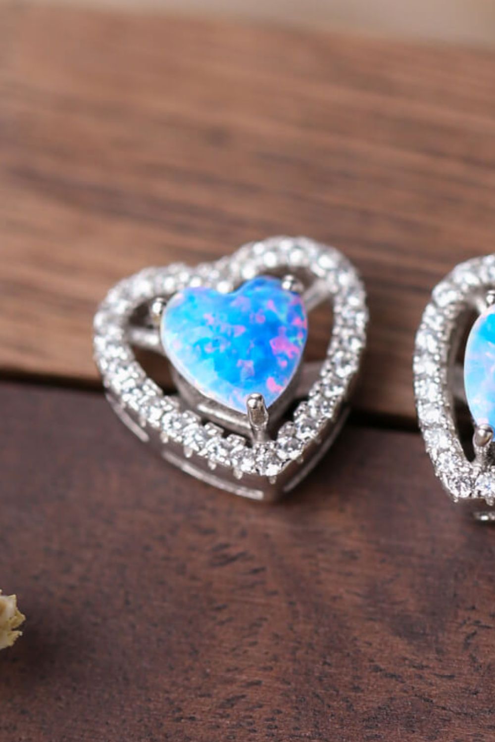 925 Sterling Silver Opal Heart Stud Earrings - AllIn Computer