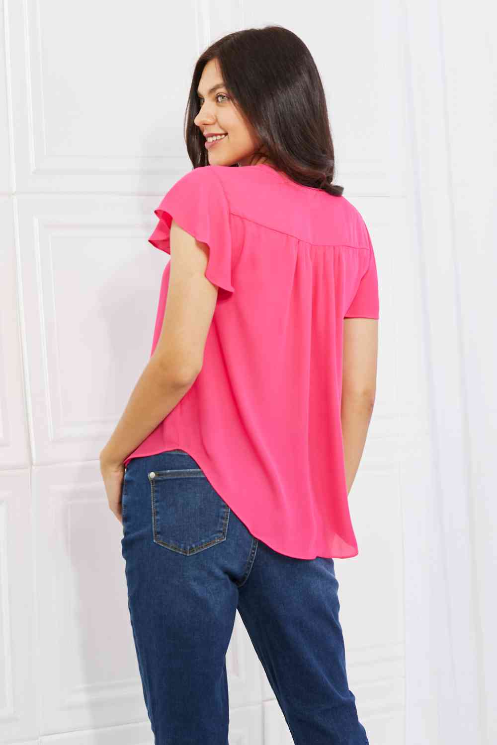 Sew In Love Just For You Full Size Short Ruffled Sleeve Length Top in Hot Pink - AllIn Computer