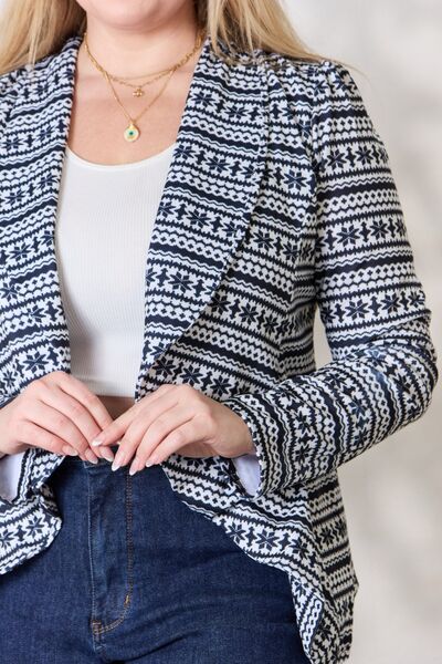 Heimish Full Size Open Front Printed Blazer - AllIn Computer