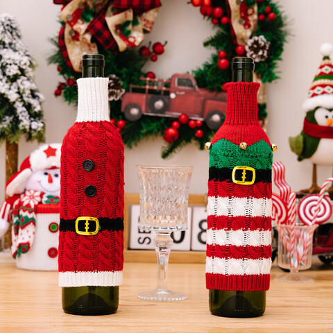 2-Piece Cable-Knit Wine Bottle Covers - AllIn Computer