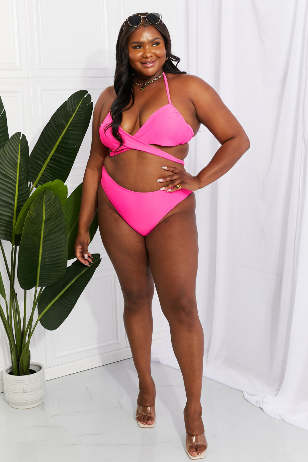 Marina West Swim Summer Splash Halter Bikini Set in Pink - AllIn Computer