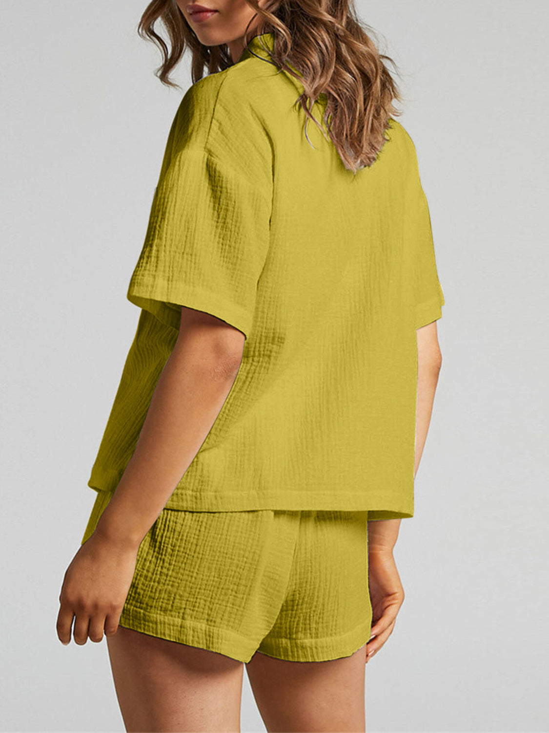 Texture Button Up Shirt and Shorts Set - AllIn Computer