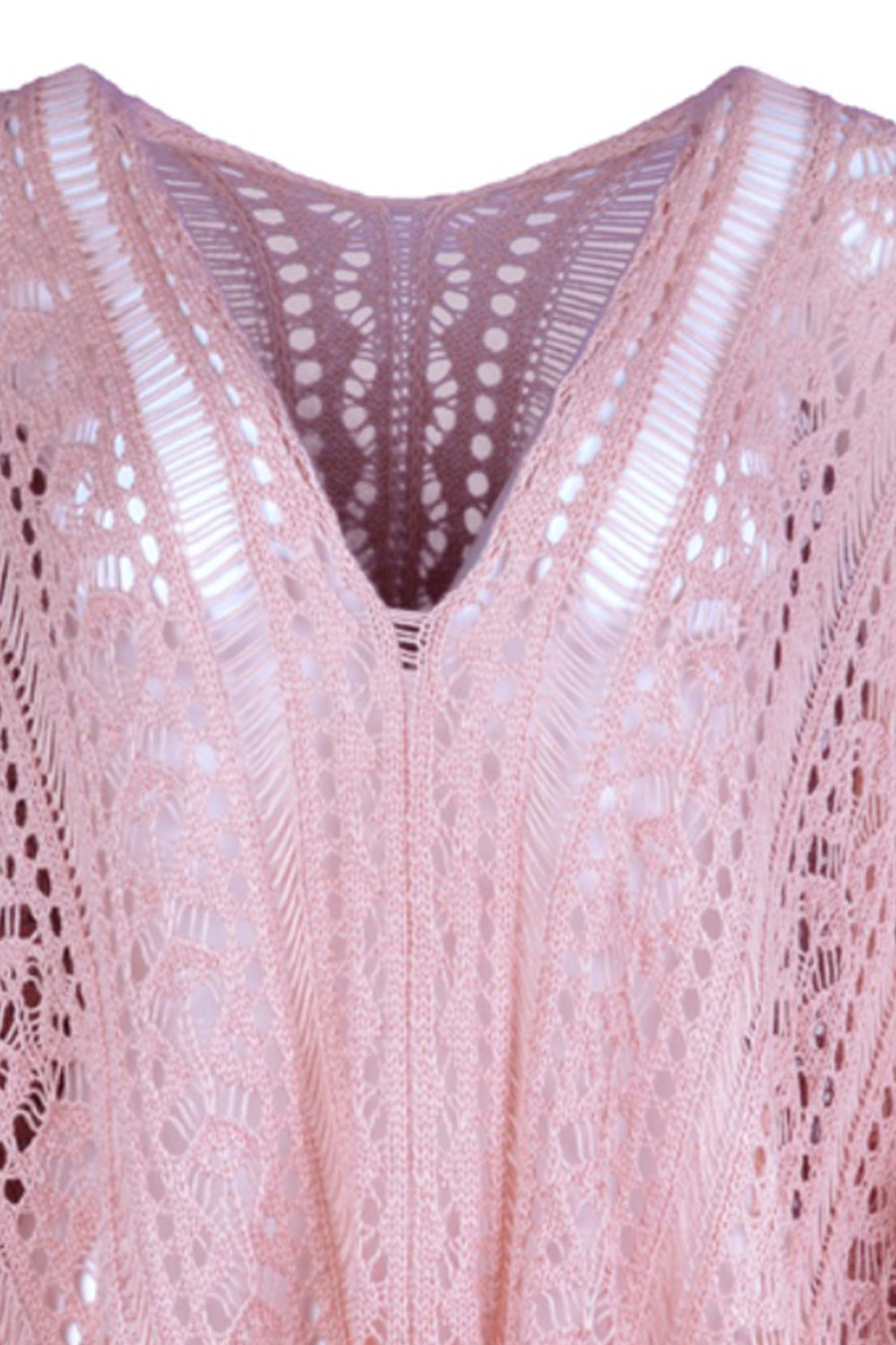 Cutout V-Neck Cover-Up with Tassel - AllIn Computer