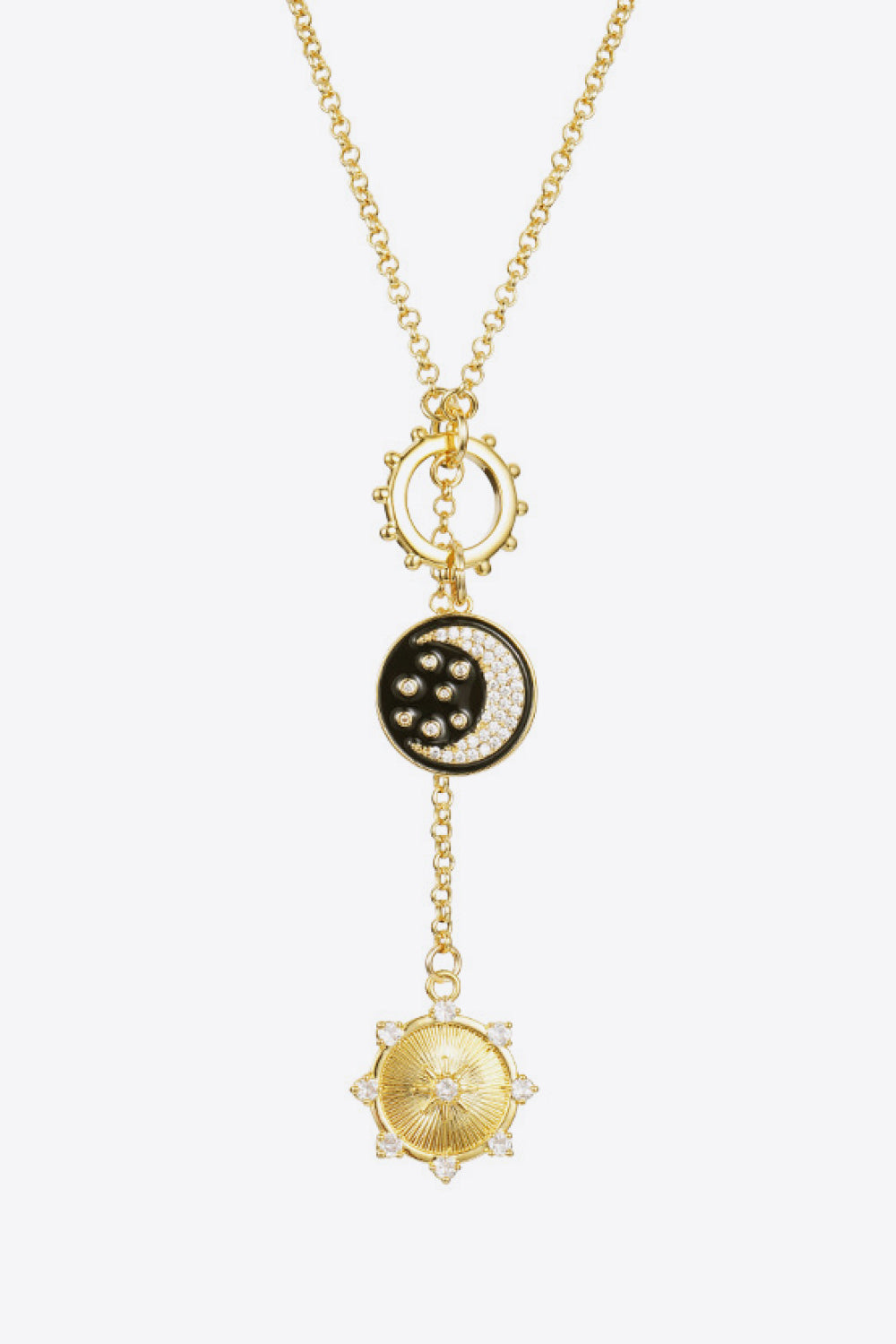 Zircon Sun and Moon Pendant Necklace - AllIn Computer