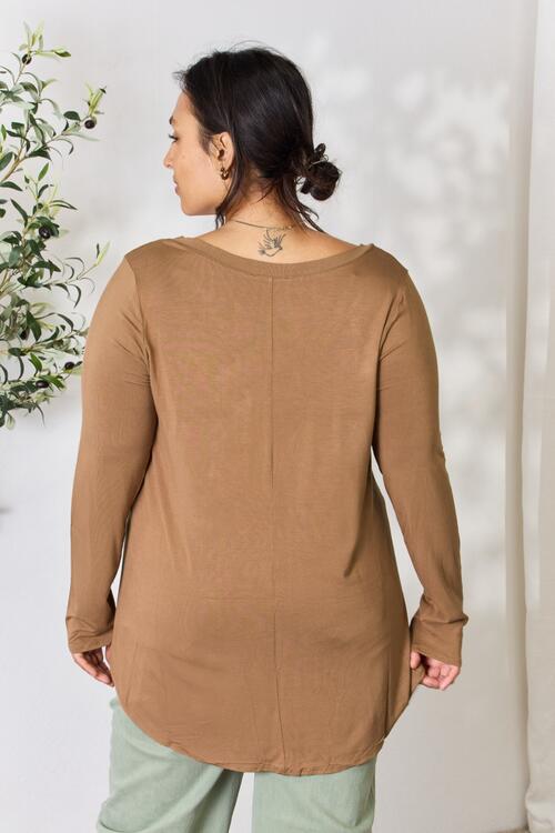 Zenana Full Size Long Sleeve V-Neck Top - AllIn Computer