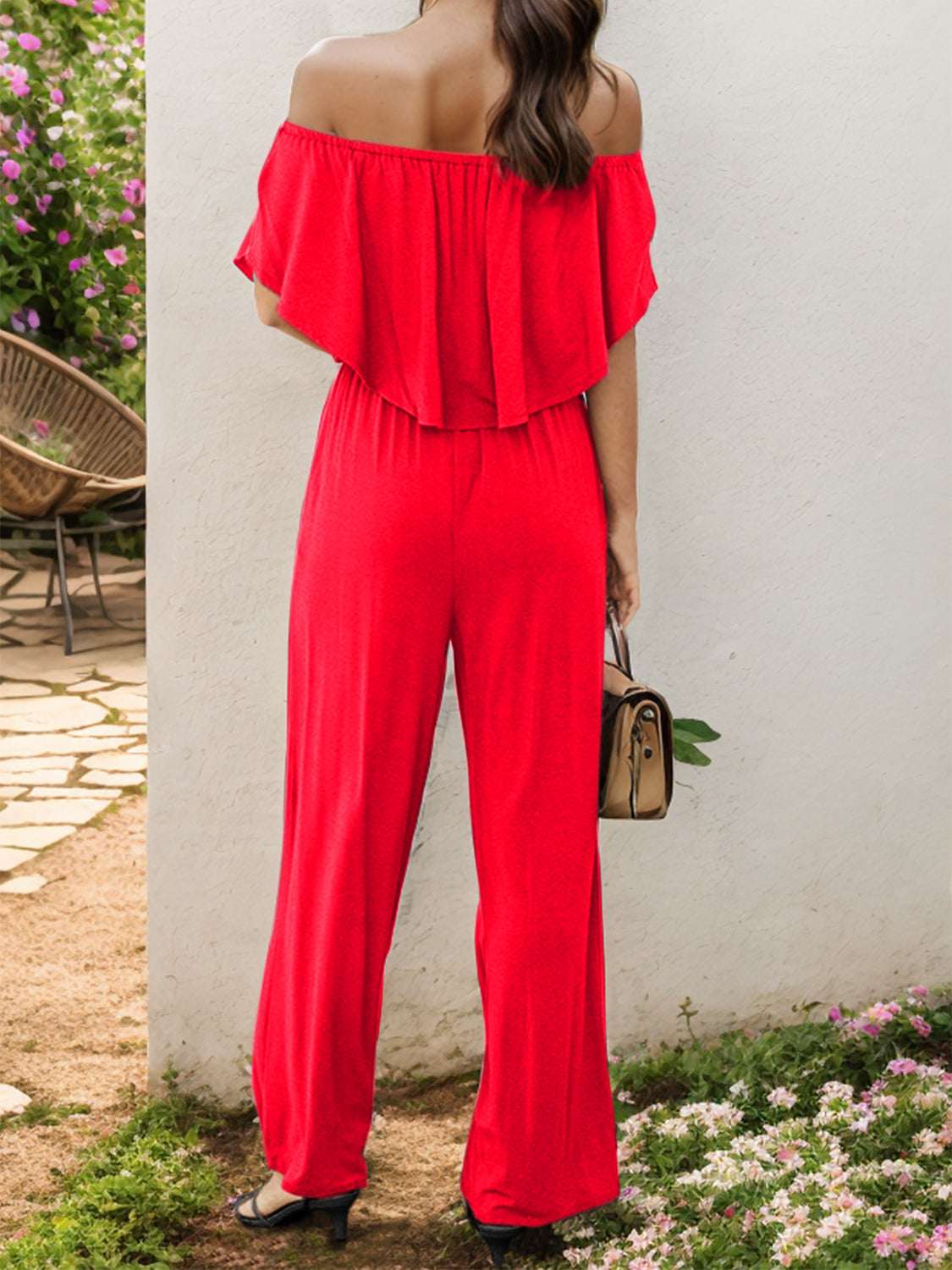 Off-Shoulder Wide Leg Jumpsuit - AllIn Computer