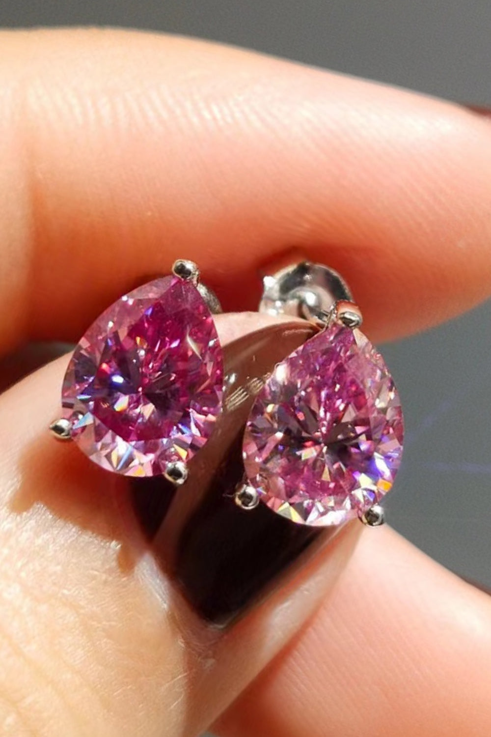 2 Carat Teardrop Moissanite Platinum-Plated Stud Earrings - AllIn Computer