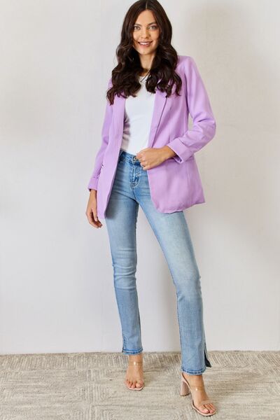 Zenana Open Front Long Sleeve Blazer - AllIn Computer
