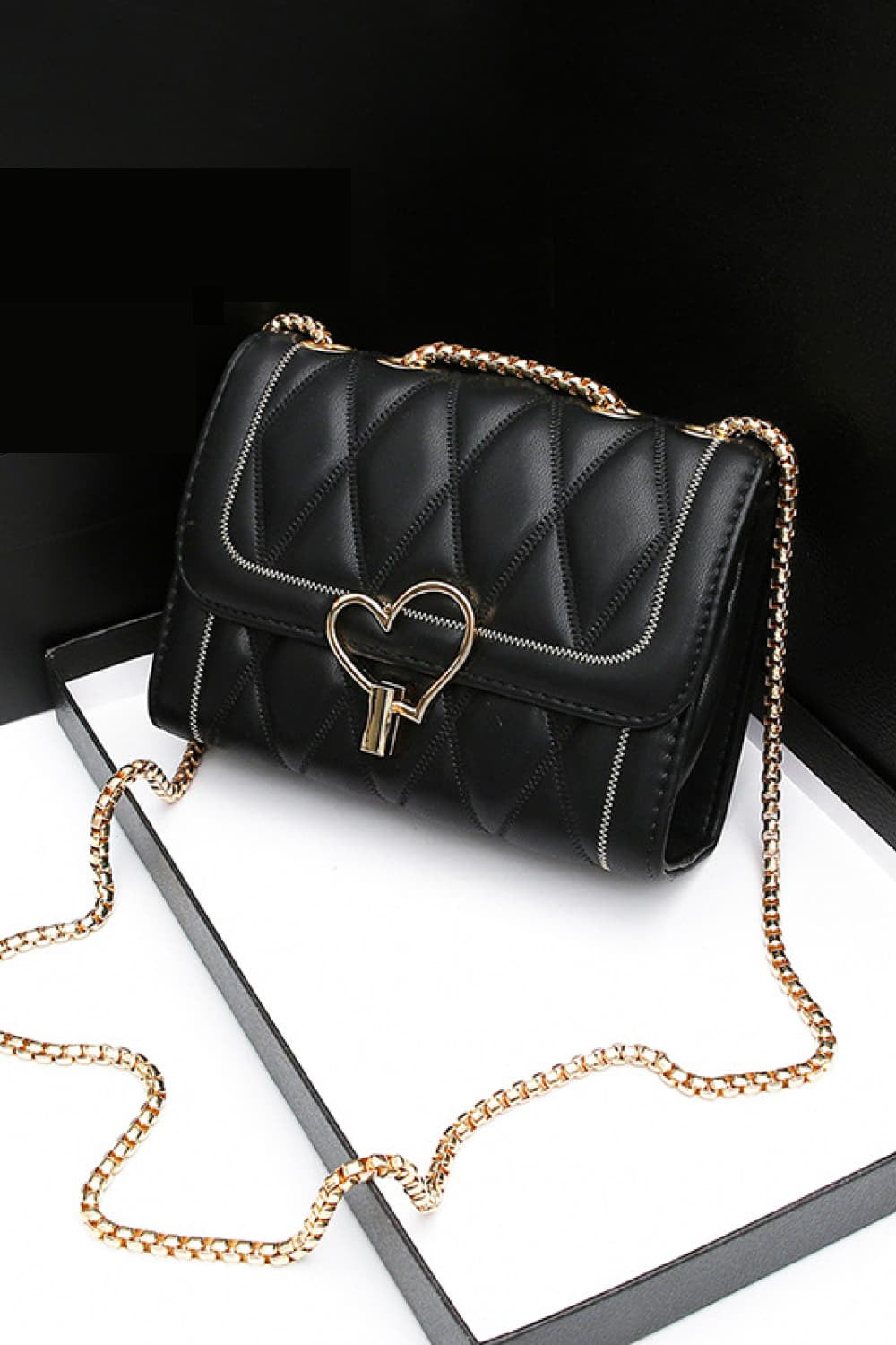 Heart Buckle PU Leather Crossbody Bag - AllIn Computer