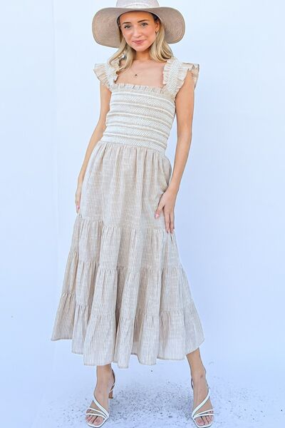 And The Why Linen Striped Ruffle Dress - AllIn Computer