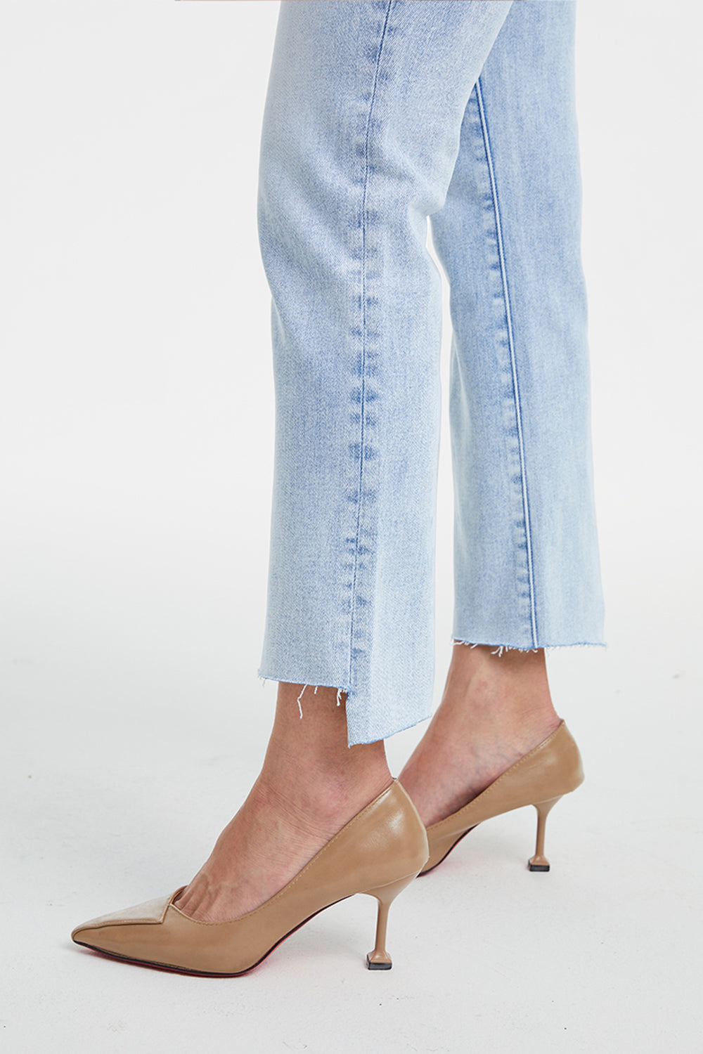 BAYEAS Full Size High Waist Raw Hem Washed Straight Jeans - AllIn Computer