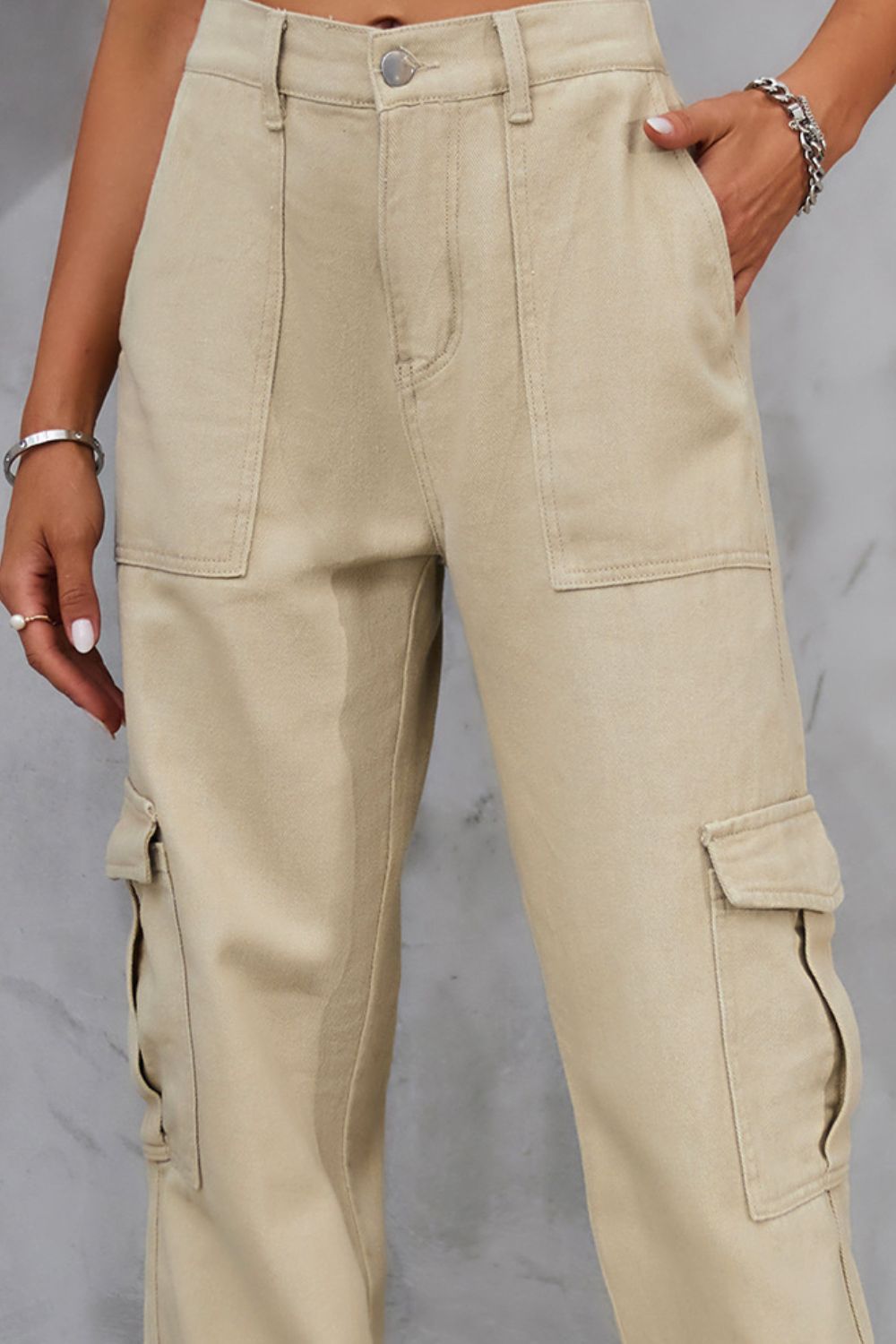 Buttoned High Waist Jeans with Pockets - AllIn Computer