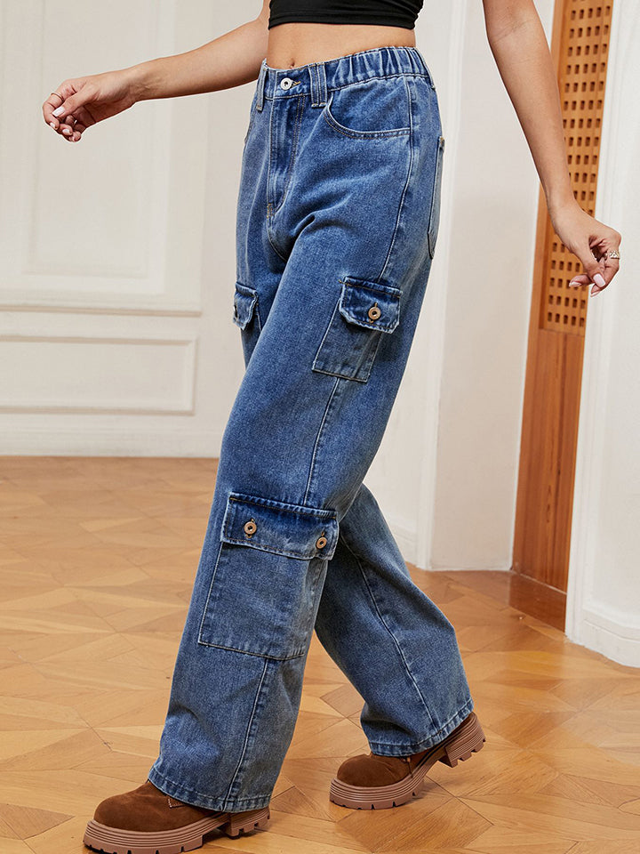 Buttoned Long Jeans - AllIn Computer