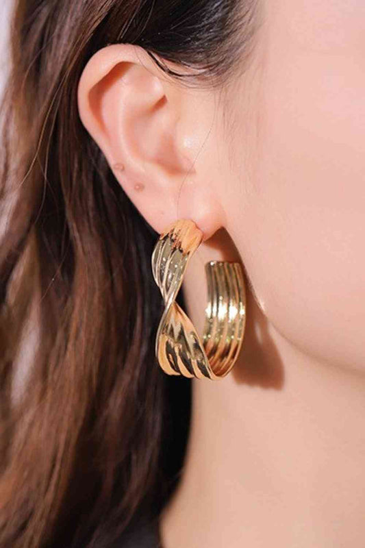 Twisted C-Hoop Alloy Earrings - AllIn Computer