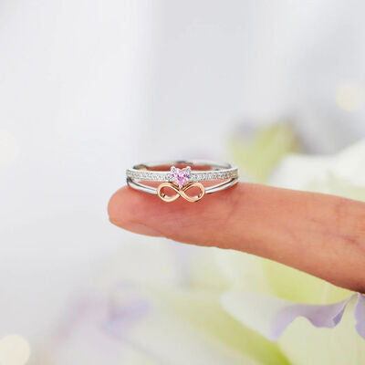 Heart Number 8 Zircon Double-Layered Ring - AllIn Computer