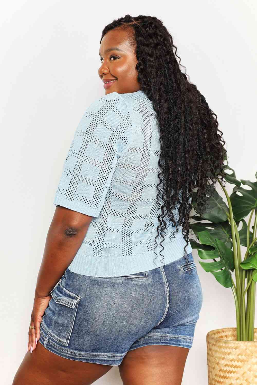 Double Take Ribbed Trim Round Neck Knit Top - AllIn Computer