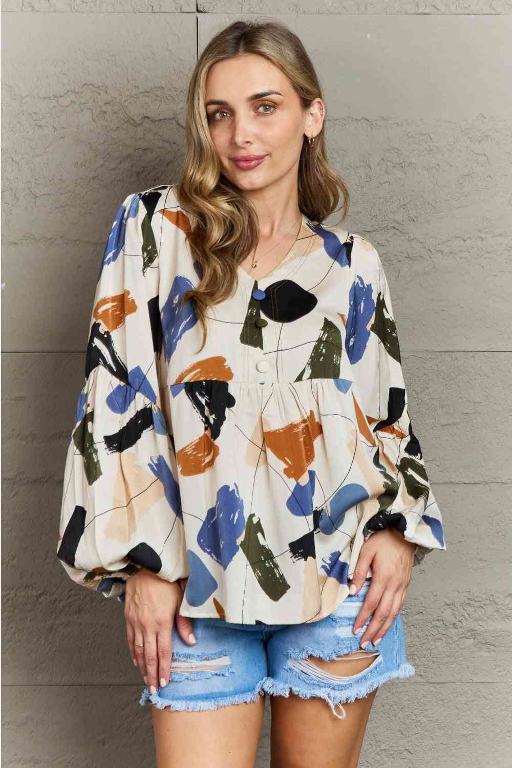 Hailey & Co Wishful Thinking Multi-Colored Printed Blouse - AllIn Computer