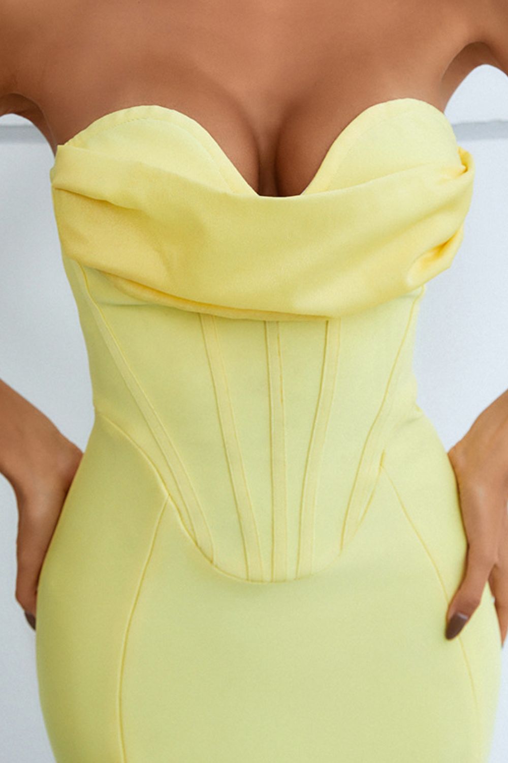 Seam Detail Strapless Sweetheart Neck Dress - AllIn Computer