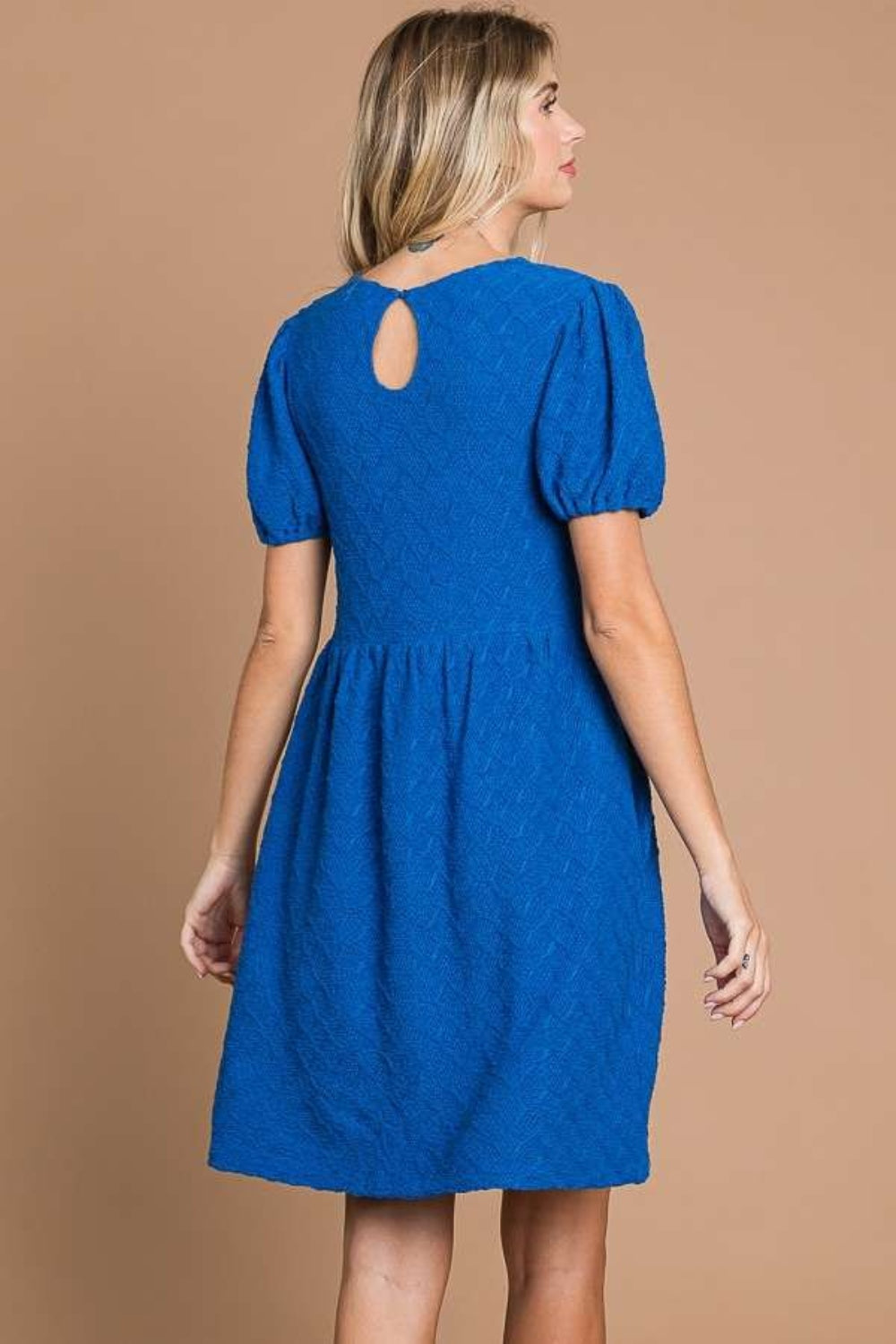 Culture Code Texture Round Neck Short Sleeve Dress with Pockets - AllIn Computer
