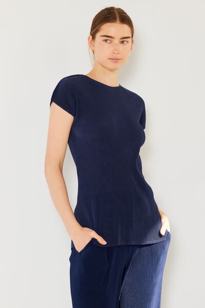 Marina West Swim Rib Pleated Cap Sleeve Top - AllIn Computer