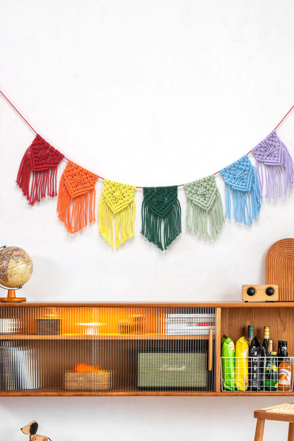Rainbow Fringe Macrame Banner - AllIn Computer