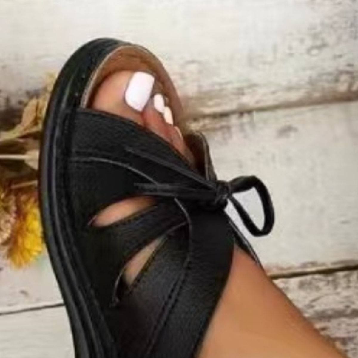 Tied Open Toe Low Heel Sandals - AllIn Computer