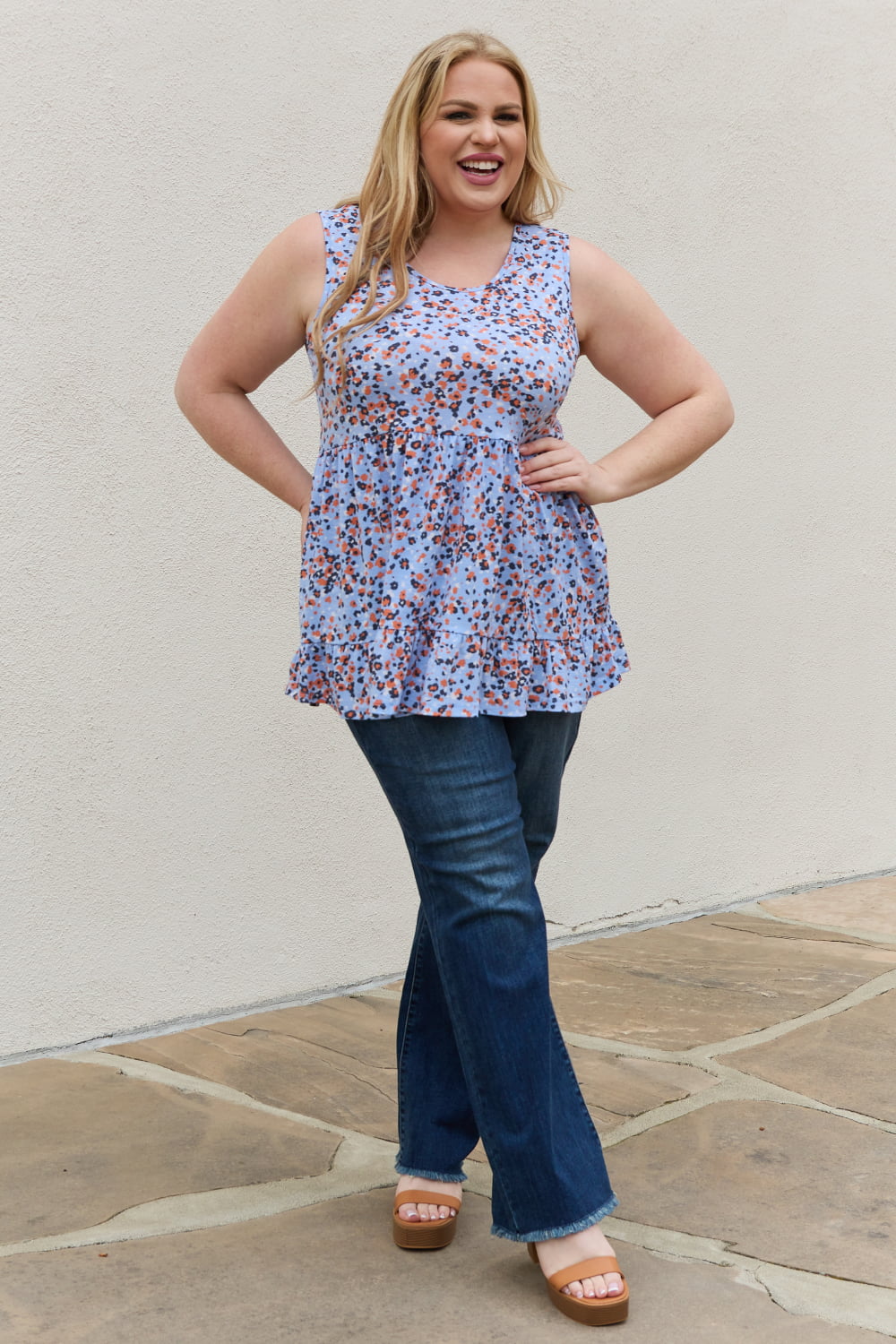 Be Stage Full Size Animal Print Babydoll Top - AllIn Computer