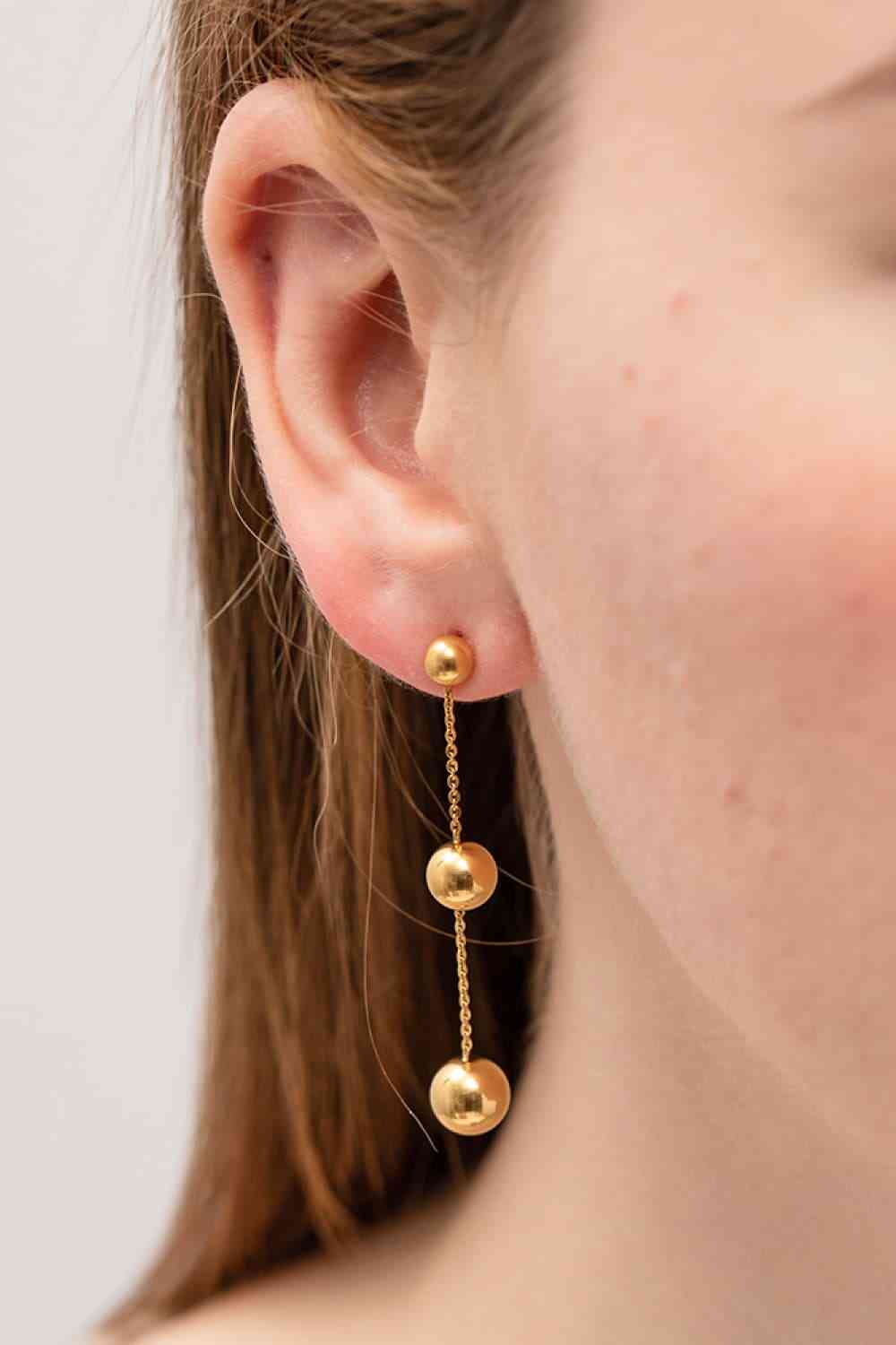 Ball Bead and Chain Stainless Steel Earrings - AllIn Computer