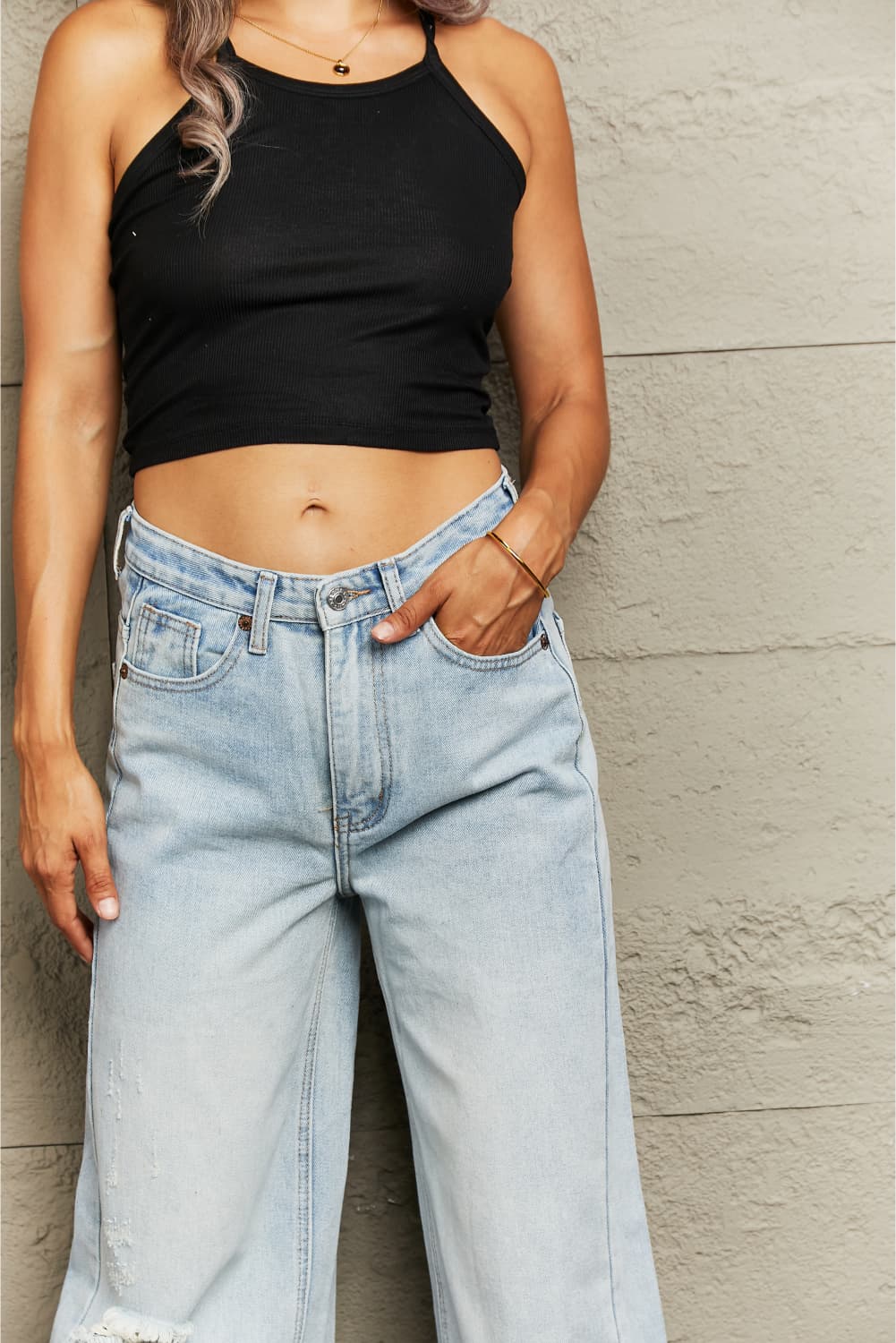 Distressed Wide Leg Jeans - AllIn Computer