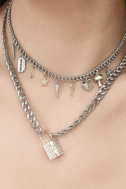Lock Pendant Double-Layered Necklace - AllIn Computer