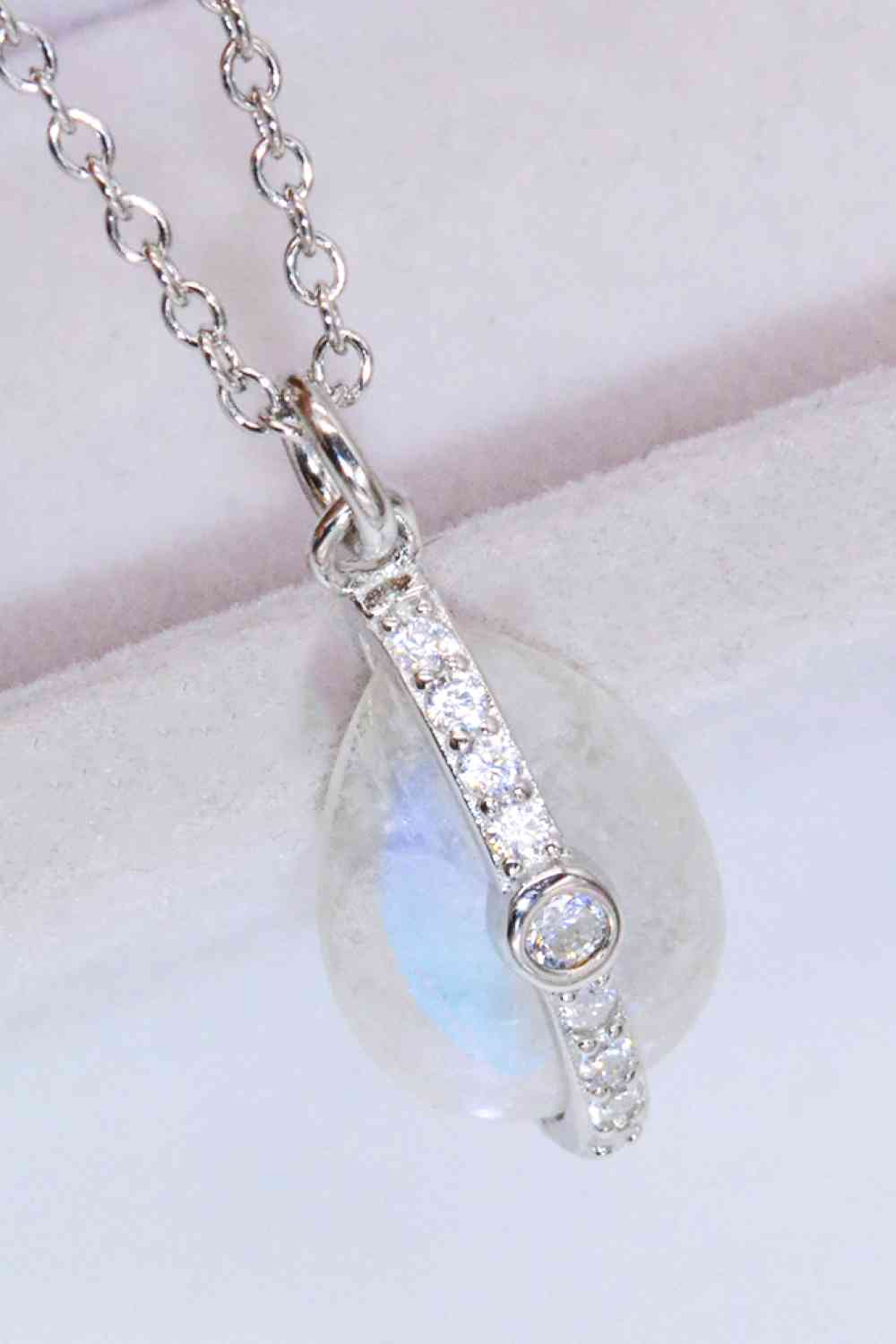 Natural Moonstone and Zircon Pendant Necklace - AllIn Computer