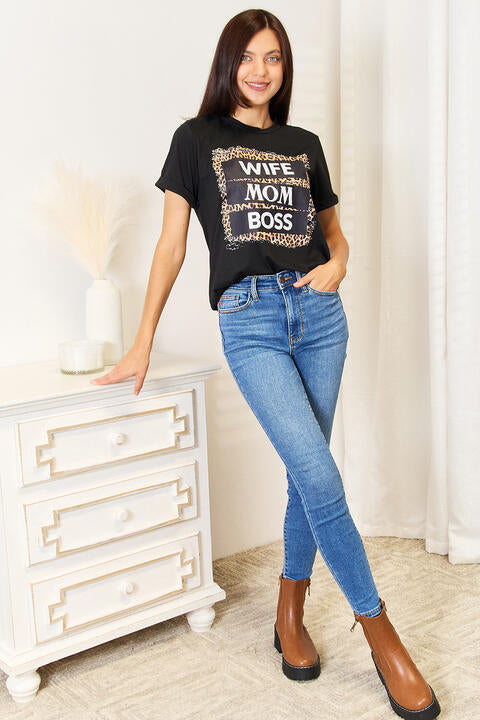 Simply Love WIFE MOM BOSS Leopard Graphic T-Shirt | CLOTHING,SHOES & ACCESSORIES | graphic shirts, Ship from USA, Simply Love, t-shirts, tshirts | Trendsi