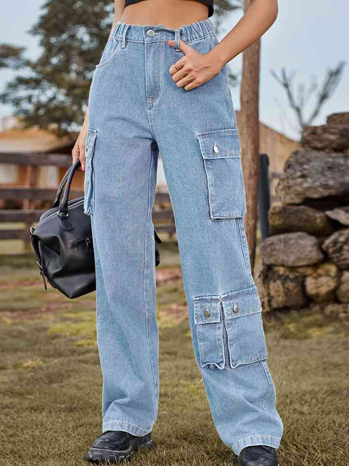 Straight Leg Cargo Jeans - AllIn Computer