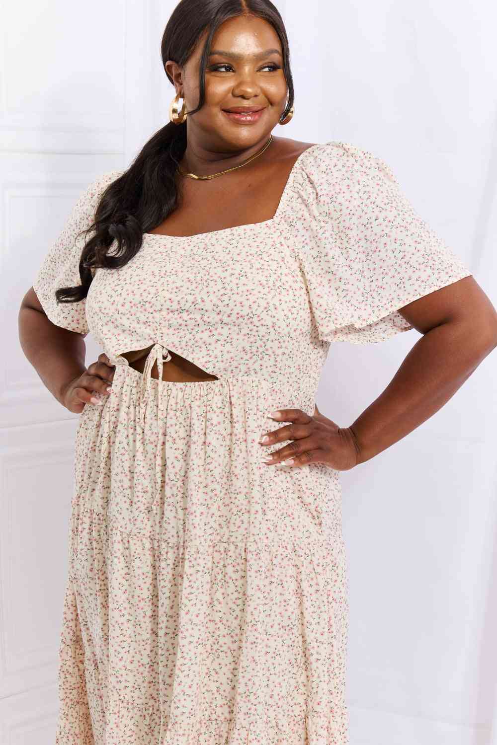 HEYSON Let It Grow Full Size Floral Tiered Ruffle Midi Dress - AllIn Computer