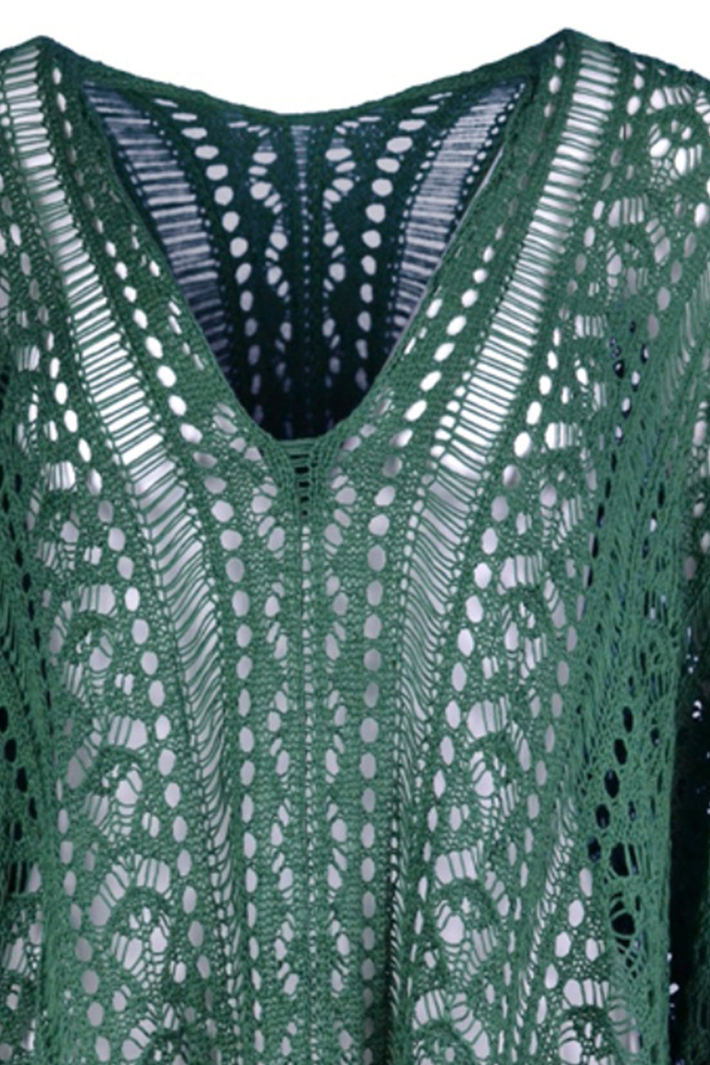 Cutout V-Neck Cover-Up with Tassel - AllIn Computer