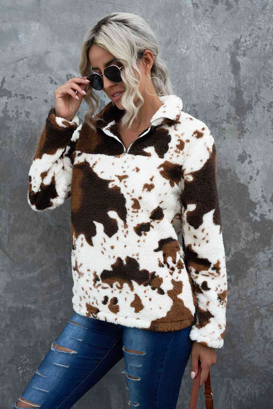 Quarter-Zip Long Sleeve Teddy Sweatshirt - AllIn Computer