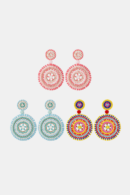 Beaded Boho Style Round Shape Dangle Earrings - AllIn Computer